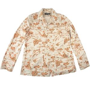 J Peterman Company Vintage 90s Y2K Flat Creek Camp Jacket Toile Orange 40 Medium